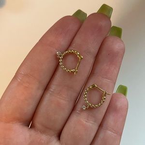 Mejuri small beaded hoops with diamond